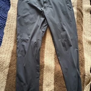 Lululemon ABC Pants in gray technical stretch fabric.